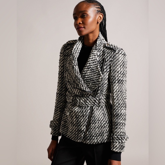 Ted Baker ~ Roseby Belted Wrap Biker Jacket - Picture 4 of 11